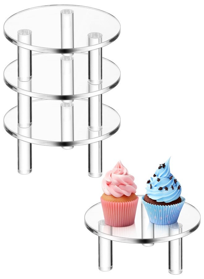 Memorywuu 3 Pcs 5 Inch Round Acrylic Risers Display Stands Small Clear Round Acrylic Display Riser for Cake Food Jewelry Figurines Collectibles Table Decor Organizer - Image 1